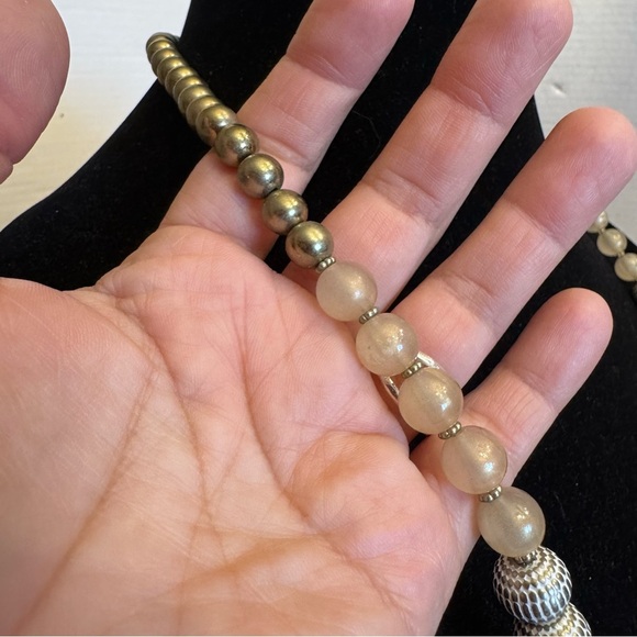 Chico's Graduated Beaded Necklace Multi Style Beads Metal Wood String Rhinestone - Picture 9 of 16